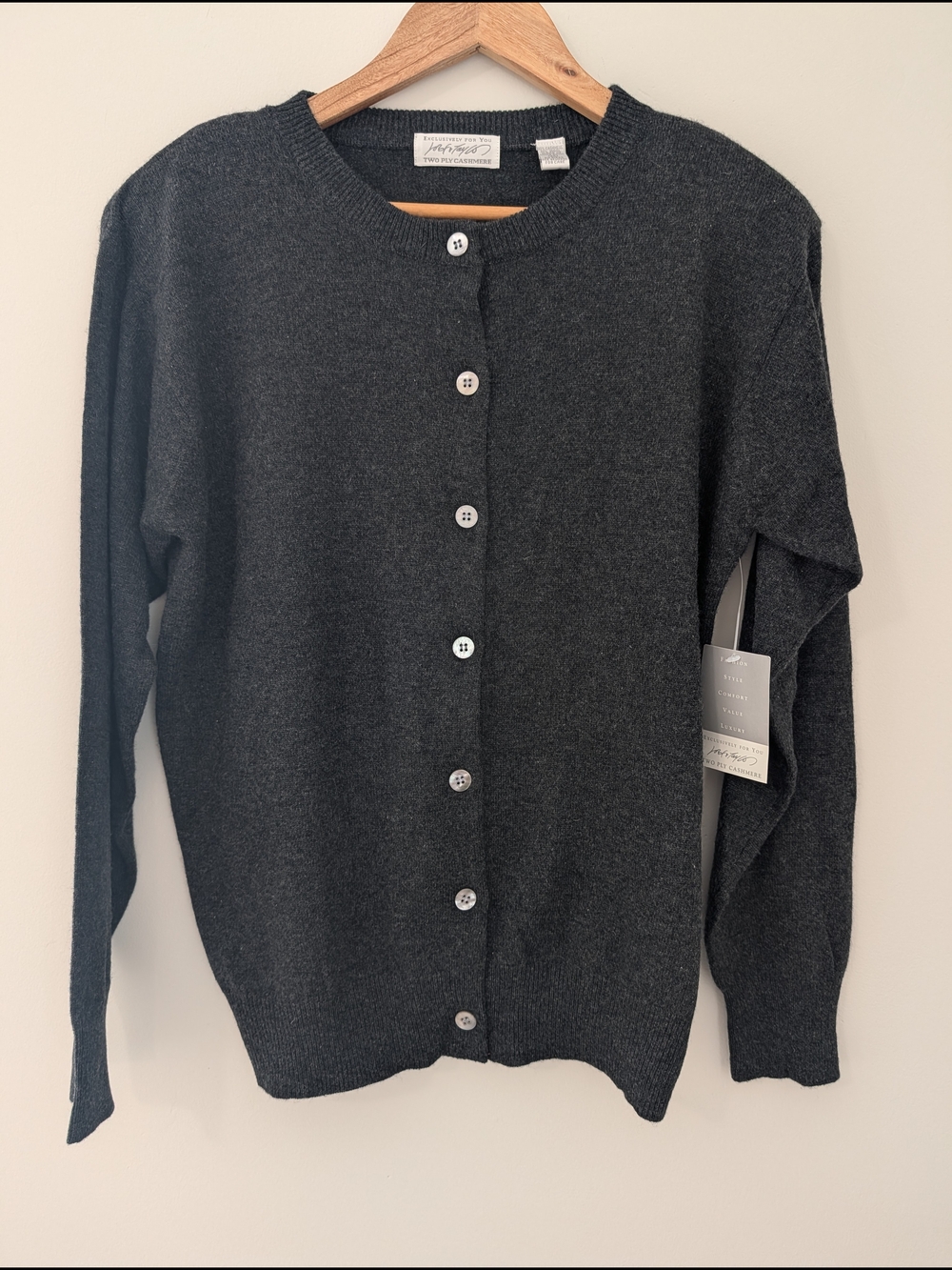 Vintage Lord & Taylor Cashmere Wool Black Cardigan Sweater Medium NWT
